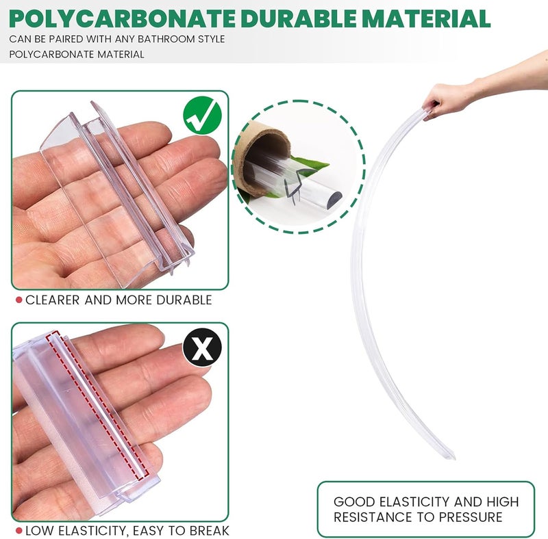 PHMUNY Clear Silicone Seal Strip and PVC Base Set, 3/8" x 39" Frameless Shower Door Bottom Seal, Stop Glass Leaks - Image 4